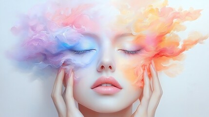 Naklejka premium Explore the beauty of emotions through colorful artistic expression in portrait photography