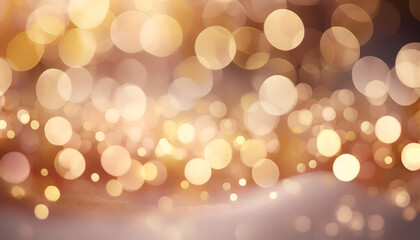 Obraz premium A shimmering background of golden bokeh lights creates a warm and festive atmosphere, perfect for celebrations and special occasions. 