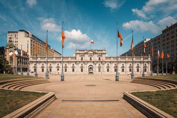 Palacio de La Moneda (Palace of the Mint), or simply La Moneda, located in downtown Santiago,...