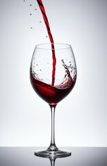 Luxury wine photography featuring suspended crystal glass with dynamic wine splash effects, perfect for premium beverage marketing and upscale restaurant promotion