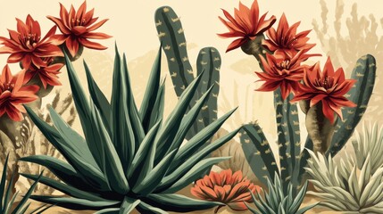 Obraz premium Vibrant Desert Plants in a Colorful Landscape