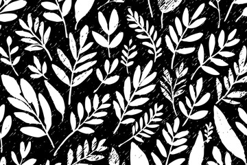 Fototapeta premium Black and white botanical pattern. For use in graphics, materials. Abstract plant shapes.