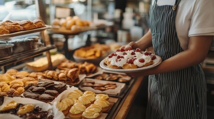 Fototapeta premium Bakery, products and pastry small business on frames concepts.