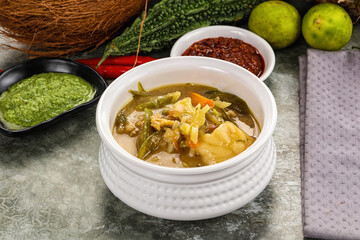 Chinese wonton soup with dumplings