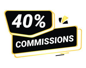 40% Commission symbol | 40% Badge | Black commission symbol 
