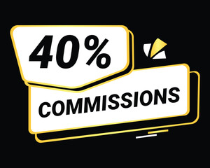 40% Commission symbol | 40% Badge | White commission symbol 
