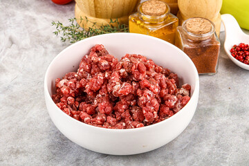 Raw beef minced meat for cooking
