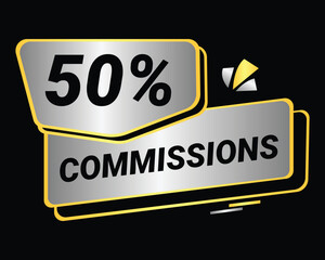 50% Commission symbol | 50% Badge | Silver commission symbol 