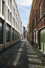 Empty narrow street of an old city in Europe