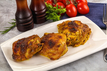 Roasted chicken thighs  with spices