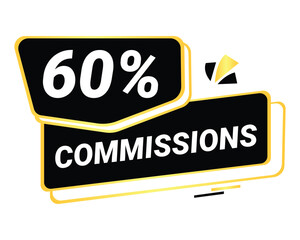 60% Commission symbol | 60% Badge | Black commission symbol 