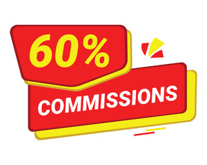 60% Commission symbol | 60% Badge | Red commission symbol 
