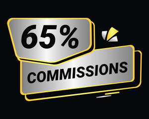 65% Commission symbol | 65% Badge | Silver commission symbol 