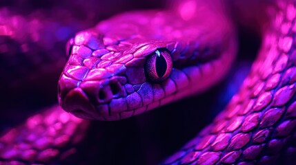 Snake in Future Dusk color as a symbol of 2025, selective focus