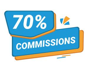 70% Commission symbol | 70% Badge | Blue commission symbol 