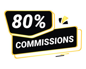80% Commission symbol | 80% Badge | Black commission symbol 
