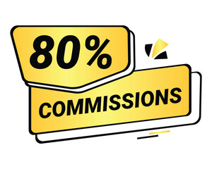 80% Commission symbol | 80% Badge | Gold commission symbol 
