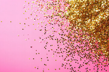 Sparkling pink and gold confetti celebration background, glittery festive decorations for parties, joyful holiday events, wedding celebrations, and glamorous birthday designs