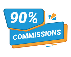 90% Commission symbol | 90% Badge | Blue commission symbol 