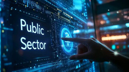 Public sector on screen for government of technology, Public Sector Government People Business Concept  