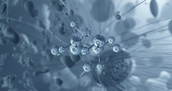 Taurine rotating molecular 3d structure ball-and-stick model, looped video sulfonic acid