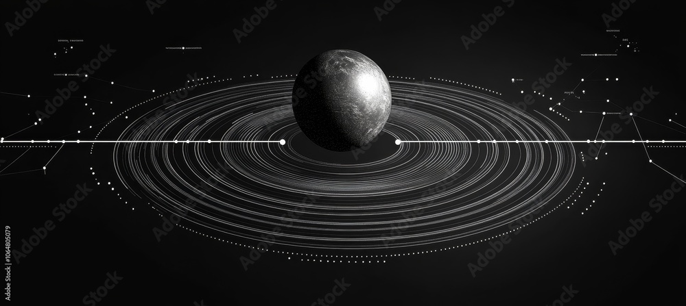 Wall mural planet orbit rotation. generative ai technology.