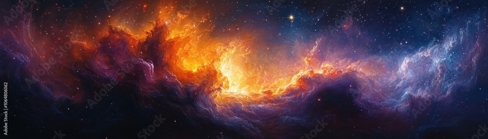 Wall mural stunning cosmic nebula with vibrant colors and stars in deep space captured in high resolution for a