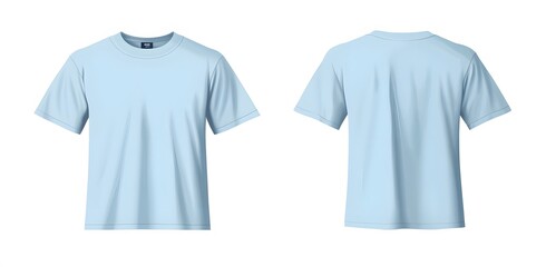 Light Blue Crew Neck T-Shirt Mockup Front and Back Views