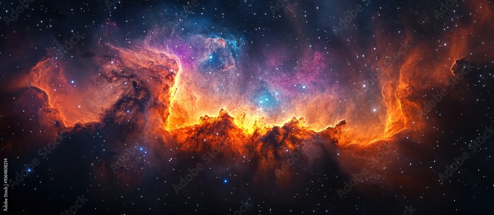 Wall mural stunning cosmic nebula with vibrant colors and stars in deep space captured in high resolution for a
