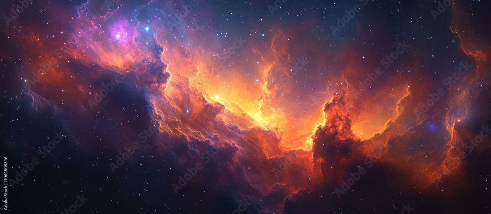 Wall mural stunning cosmic nebula with vibrant colors and starry background in deep space captured in high reso