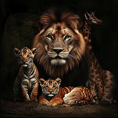 Fototapeta premium lion and tiger, animal