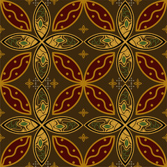Modern Javanese  batik with natural colors, Vector Background.