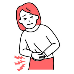 腹痛がつらいカジュアルな女性
