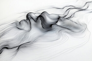 Sound waves design, white background thin black lines