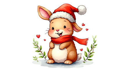 rabbit with santa hat