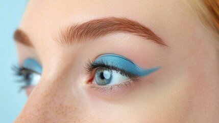 Obraz premium Close Up of a Woman's Eye with Blue Eye Shadow