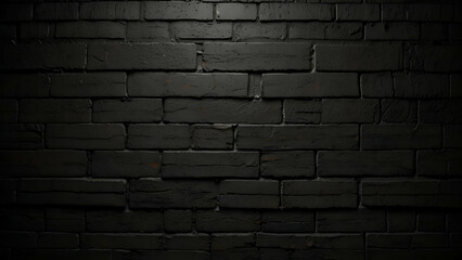 Black-painted brick wall texture ideal for background or wallpaper use.