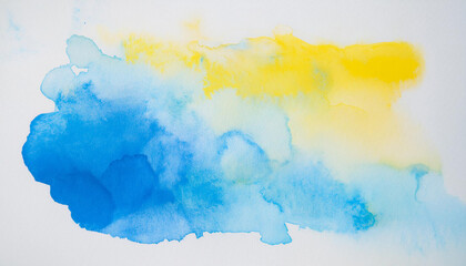 Obraz premium Abstract blue and yellow mixed watercolor painting. Hand drawn