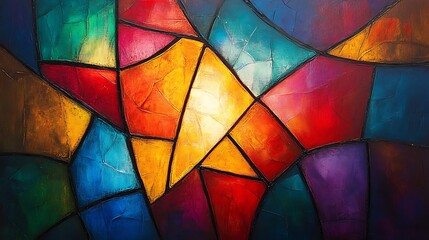 Fototapeta premium Colorful abstract art captivates viewers with vibrant shapes