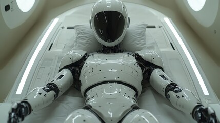 A robot assisting a doctor in surgery, with precision tools and a sterile, high-tech environment.