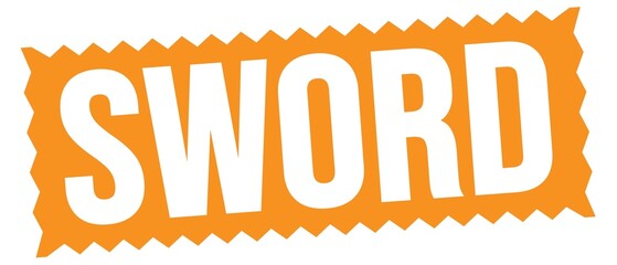 SWORD text written on orange stamp sign.