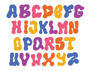 Hand drawn Colorful font shaped alphabet set