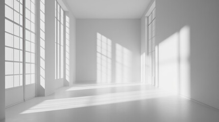 White Room with Sunlight Streaming Through Windows