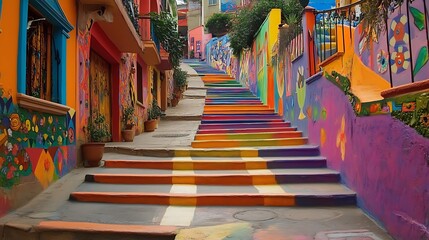 colorful street in the city