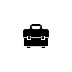 Black and white vector icon of a toolbox with a handle and latches, ideal for DIY, construction, or handyman themes.