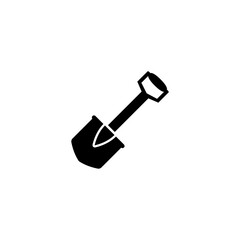 Black silhouette of a shovel for gardening and construction.