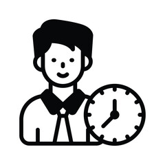 Clock with person concept icon of punctuality