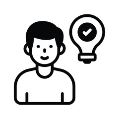 Person with a lightbulb, symbolizing ideas and creative thinking