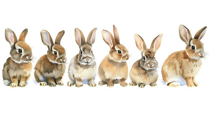 Obraz premium Set of cute rabbit or bunny watercolor isolated on white background. Painted bunnies for Happy Easter!