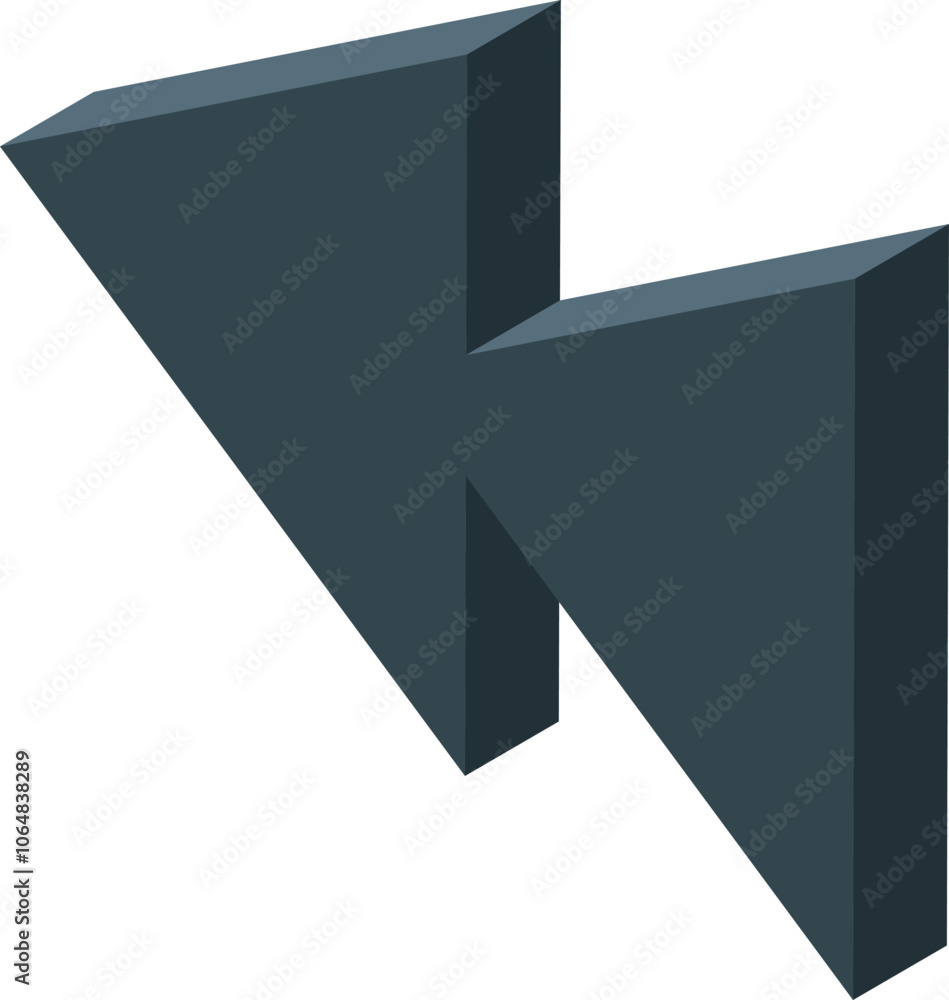 Poster 3d double arrow icon representing previous or rewind function, viewed isometrically